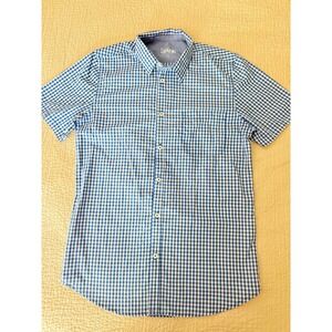 Chef Works Urban Blue Gingham Short Sleeve Button Shirt Mens Small Workwear